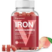 Vegan Iron Gummies Supplement - with Vitamin C, A, B-Complex, Folate, Zinc fo...