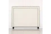 Bed Head Queen White Headboard Upholstery Fabric Studded Buttons