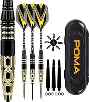 3 Pieces Swift Professional Steel Tip Brass Barrel Darts Set - 26g, 160mm, Yellow