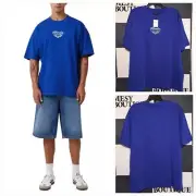 Cotton On Box Fit Graphic T-Shirt Rhodes Paradiso Flower Mens Royal Blue Sz L