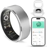 Smart Fitness Ring for Men & Women – Health & Activity Tracker with Sleep Monitoring, Motion Tracking, and Remote Camera Control, Waterproof & No Subscription Required (Silver, #10)