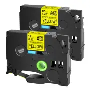 2PK TZ TZe-S631 Extra Adhesive Yellow Label Tape For Brother P-Touch 0.47''