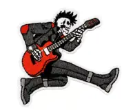 SKELETON with MOHAWK - RED GUITAR - Embroidered Iron-on/Sew Patch