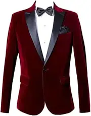 [HEYDHSDC] Men's Fleece Groom Tuxedo Slim Fit Wedding Party Dress Blazers Business Casual Banquet Single Suit Jacket