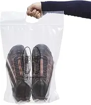 [SPICY SERVED] 12 pieces of Zipper Heavy duty Clear Plastic Poly Bags Resealable Storage Shoes, Boot, Clothing, Linens, Books, Toys and others, a pleated expandable bottom. (Gentleman Shoes Bags)