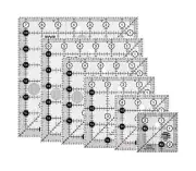 Creative Grids - 6 Square Quilt Rulers - 2.5", 3.5", 4.5", 5.5", 6.5", 7.5"