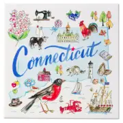 State of Connecticut Rooster Cow Lobster Oyster Lighthouse 8 In. Ceramic Trivet