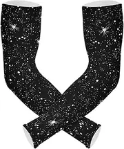 [Yoogain] UV Protection Cover Up Sleeve Black Starry Stars Light Long Sleeve for Volleyball, Basketball, Cycling Two Way Wearing Styles cubre brazos, Black Starry Stars Light