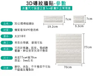 立體文化石壁紙 厚0.5cm 3D仿磚塊防水隔音牆紙牆貼 有背膠磚紋壁貼 背景牆裝飾貼 不能超取 (1.6折)