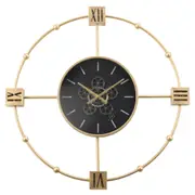 Timeless Industrial Moving Cogs Wall Clock - Gold