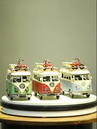 在飛比找樂天市場購物網優惠-旅行巴士復古家居裝飾品擺件客廳電視柜酒柜擺件鐵皮老爺車模型