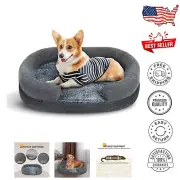 Stylish Oval Memory Foam Dog Bed with Washable Cover - Perfect for Small Dogs
