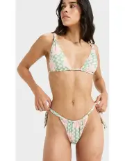 [Roxy] Hibiscus Daze Moderate Bikini Bottom in Basil Party Waves