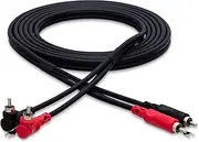 Hosa Stereo Interconnect Dual RCA to Dual Right-Angle RCA with Ground Wire Cable, 2 Meter