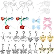 [FwQoFvk] 26 Pcs Shoe Charms for Sneakers, Elegant Bow Lace Shoe Charms, DIY Brooches and Pins, Stylish Faux Pearl Decor for Decoration Girls Clothes Hats