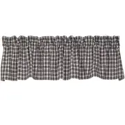 Charleston Window Valance, 72" x 14",Black and White Checked, Country Farmhouse