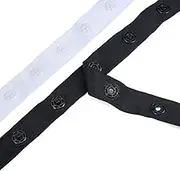 Snap Popper Tape Fasten Ribbon,Press Fastening Studs Trim, Spacing Gap 5cm Apart, Duvets,Curtains,Baby,Apparel.Washable & High Strength Plastic Snaps,which Don't Rust! Neotrims UK. Black 3 Yards