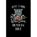 JUST A GIRL WHO LOVES RUSSIAN BLUE: PERFECT RUSSIAN BLUE LOVER GIFT FOR GIRL. CUTE NOTEBOOK FOR RUSSIAN BLUE LOVER. GIFT IT TO YOUR SISTER, DAUGHTER,