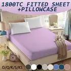 2022 1800TC Ultra Soft Bed Fitted Sheet Set Pillowcase Single/Double/Queen/King