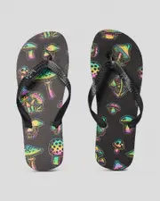 [Lucid] Lucid Men's Shrooms Flip Flops Slippers in Black Size 11 11 Black