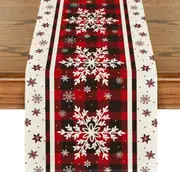 Dining Table Decoration for Home Party Decor Red Christmas Snowflake Table Runner 13 x 72 Inch Christmas Decorations Indoor Home Table Deco