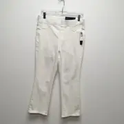Talbots Womens White Sculpt Stretch Flawless Pull On Flare Leg Crop Pants 6