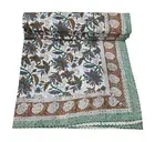 Handmade Kantha bedspread Quilt Block Printed Cotton dhohar ralli gudri bedsheet