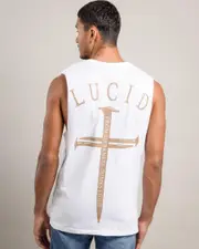 [Lucid] Lucid Men's Essence Muscle Tank Top in White Size Small S White