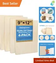 Premium Unfinished Birch Canvas Panels, 4 Pack 9x12” – Craft & Painting Kit