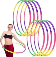 Chivao 8 Pack Toy Color Hoop Kids Detachable Hoop Fitness Waist Exercise Ring Plastic Exercise Hoop Adjustable Weight Size Plastic Hoop Adult Party Game Sport Gymnastic Playing