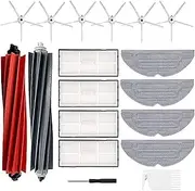 [ZAPYVET] 18 PCS Accessories, for Xiaomi, for Roborock, S8 S8 Plus S8+ S8 Pro Ultra G20 Vacuum Cleaner Parts, 2 Main Brush, 6Side Brush, 4 Filters, 4 Mop Pads, 1 Cleaning Brush, 1 Screwdriver (Black) Va