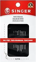 SINGER 01425 Ball Point Assorted Hand Needles - Darners, Embroidery & Sharps, 10-Count