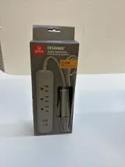 Globe Electric 78249 Designer 3-Outlet USB Surge Protector Power - Grey