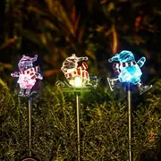 3Pcs Solar Christmas Snowman Light Patio Walkway Lamp Outdoor Garden Decor with RGB Color Changing -Each of Style