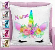 Personalised Unicorn Magic Sequin Mermaid Pillow Cushion Cover 5 Colours