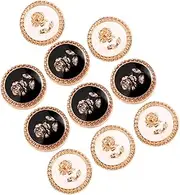 WRITWAA 10pcs Coat Buttons Small Buttons Decorative Buttons Enamel Floral Buttons Sewing Buttons Black Buttons Boutonniere Magnet Quick Clothing Fixer Painting Button Threader Zinc Alloy