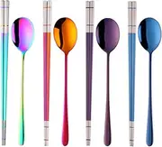 Buyer Star 4 color Square Chopsticks and Spoons Set Metal Stainless Steel Spoons Chopsticks Set