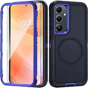 Mobile Phone Case for Samsung Galaxy S24 Plus Case with Screen Protector, 360° Shockproof Robust Armour Case for Samsung S24 Plus Case Cover Protective with Magnetic (Blue, for Samsung Galaxy S24 Plus