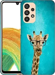 [GlamCase] for Samsung Galaxy A23 5G / 4G, Galaxy A23 5G / 4G Case - Hipster Giraffe Printed Slim & Sleek Cute Hard Plastic Protective Designer Back Phone Case/Cover for Samsung A23 5G / 4G White