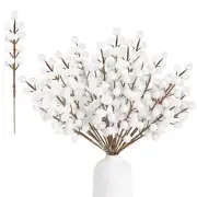 30 Pack Snow Frosted Artificial White Berry Stems 8.9inch Snowy Christmas Red...