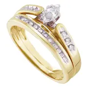 14k Yellow Gold Marquise Diamond Bridal Wedding Ring Set 1/5 Cttw