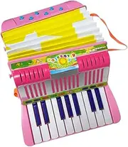 17-Key 6-Bass Accordion Abs with Buckle Musical Instrument for Beginners Lightweight Button Accordion Hand-Eye Coordination Stage Performance Pink