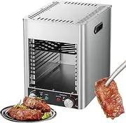 Commercial Steak Broiler Oven, Stainless Steel Steak Grill with 10min Timing & 800℃/1472℉ Temperature Adjustment, for Cooking Steak, Beef, Pork, Chicken and Vegetables C