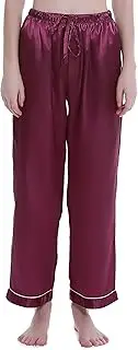 [Lavenderi] Women's Silk Satin Pajama Pants, Long Sleep Pants with Drawstring