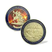 St. George Patron Saint of Armor Protect Us SWAT Police Challenge Coin