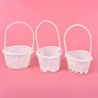 1Pcs Hand-woven Mini Plastic Weaving Storage Fabric Basket Rattan Tea Picnic JFD