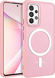 [GUAGUA] for Samsung Galaxy A53 Case Compatible with MagSafe Galaxy A53 Magnetic Cases Slim Translucent Matte Skin Feeling Shockproof Protective Anti-Scratch Phone Case for Samsung A53 5G 6.5'', Pink