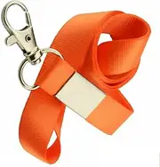 1x Orange Lanyard ID Key Holder Clip Name Tag ID Card Case Holder Neck Strap