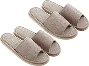 CLISPEED 2pairs Eva Slippers for Hotel Home Non- Cotton Linen Design Beige Lightweight Easy to Carry for after Shower Bathroom Use