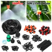 166x 15M/50FT DIY Drip Irrigation Kit System Hose Drippers Garden Plant Watering
